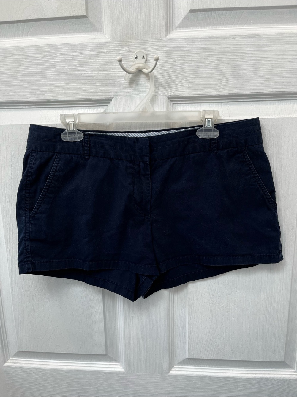 J. Crew 100% Cotton 3" Broken-In Navy Chino Shorts Womens 10 Preppy Coastal Chic